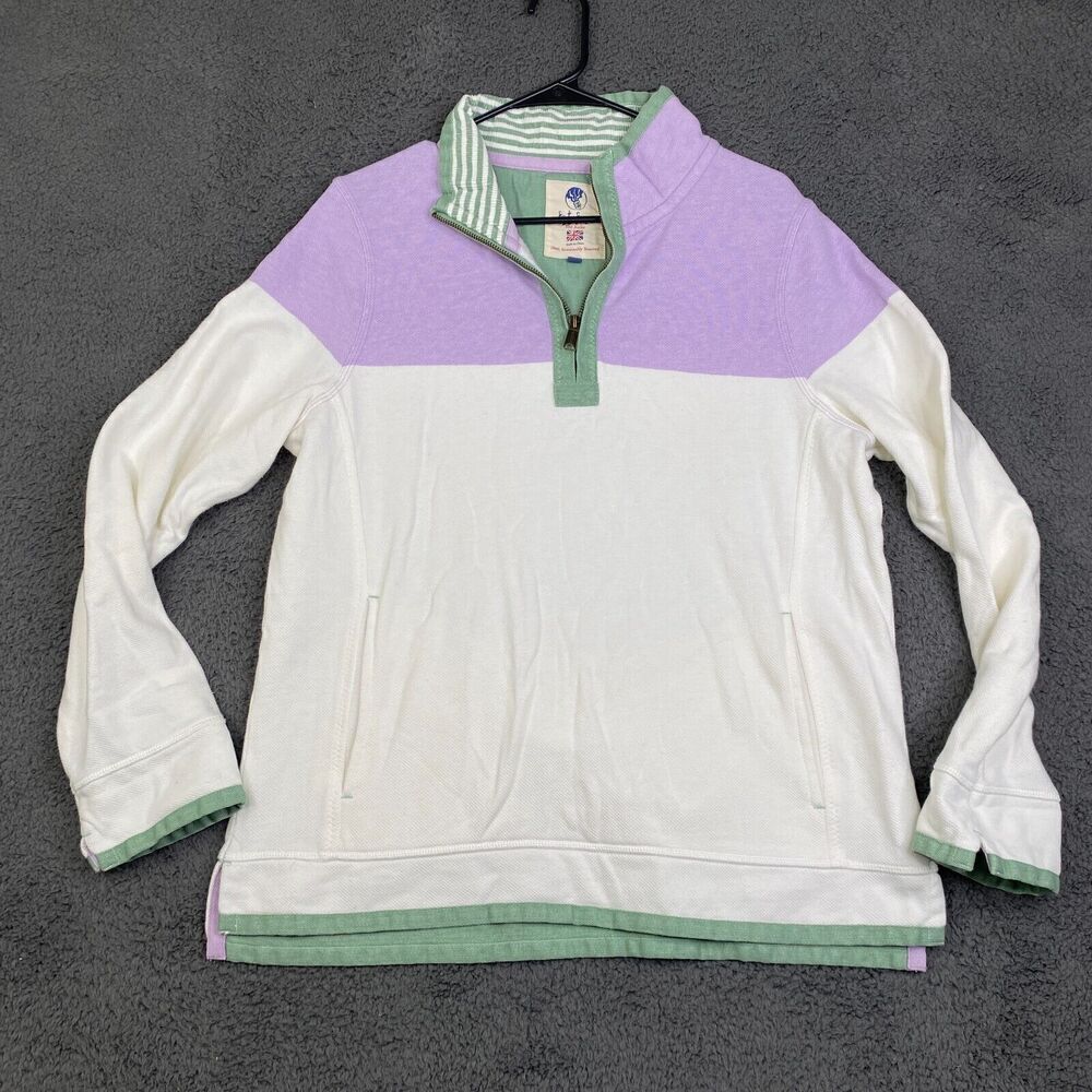 Fat Face Airlie Jumper Pullover Sweatshirt Quarter Zip Womens 10 Sweater Pastel